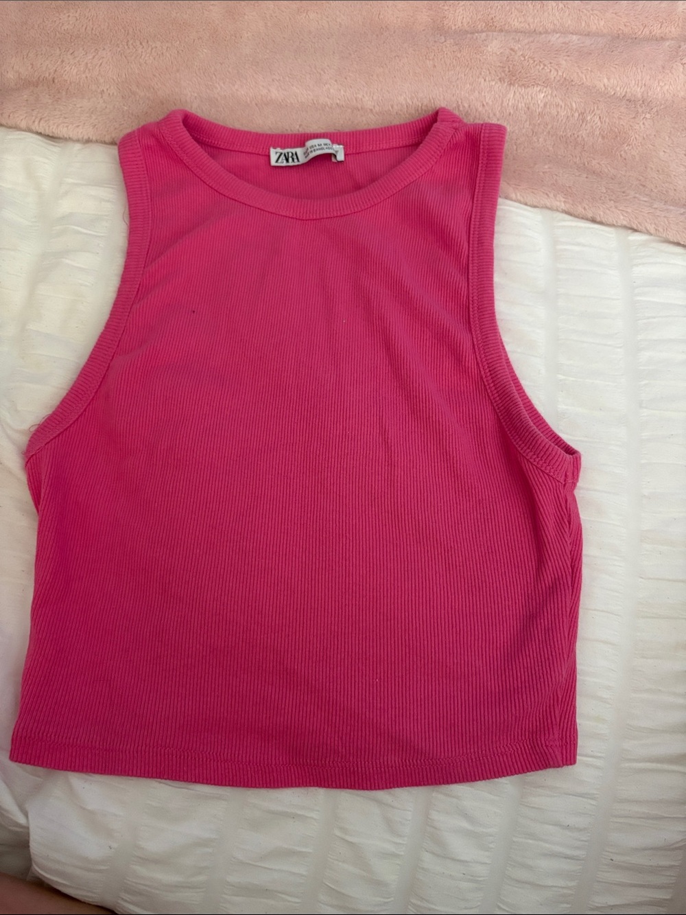 Zara Vibrant Pink Ribbed Crop Tank